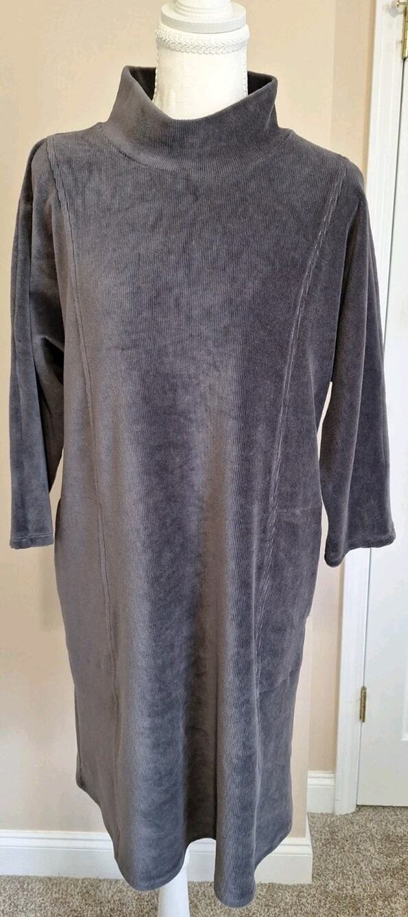 Pure Jill Dress Women's Turtleneck Gray Medium Petite Dress